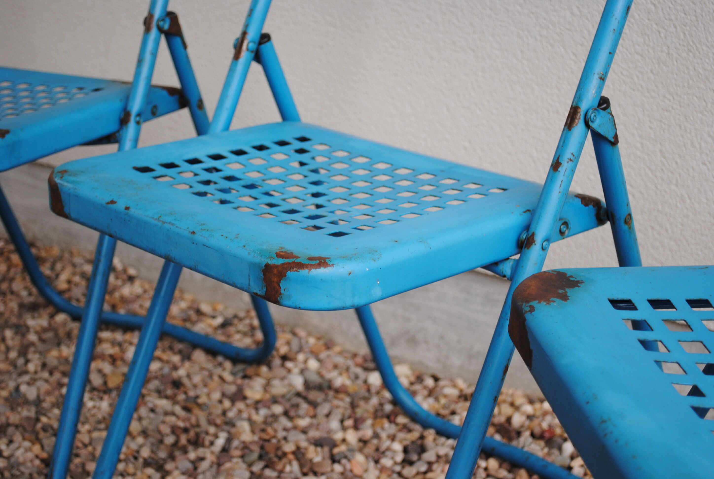 Lot of 5 Souvignet 1960 metal folding chairs