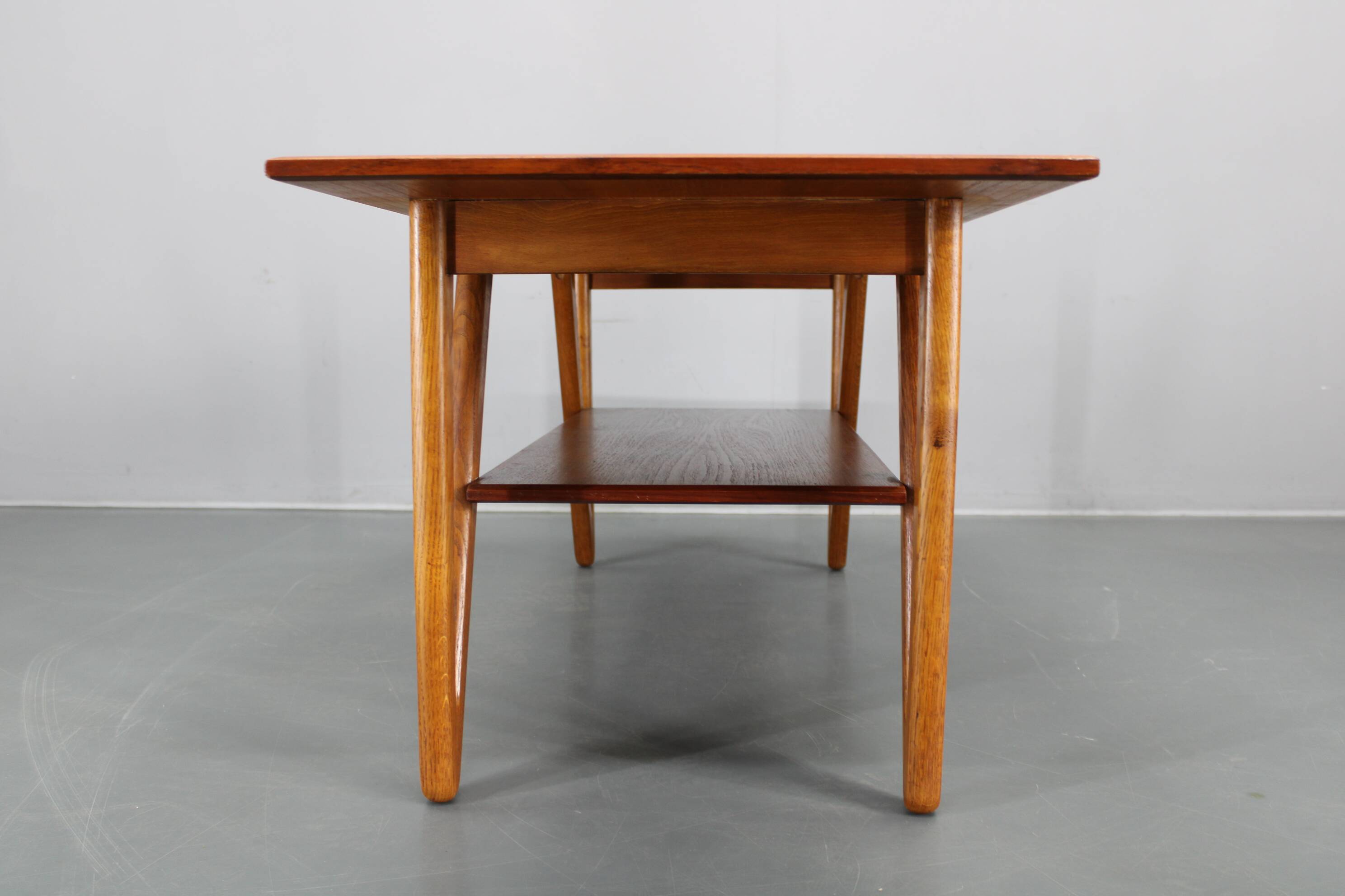 1960s Danish Coffee Table in Teak and Oak, Restored Scandinavian Modern Des