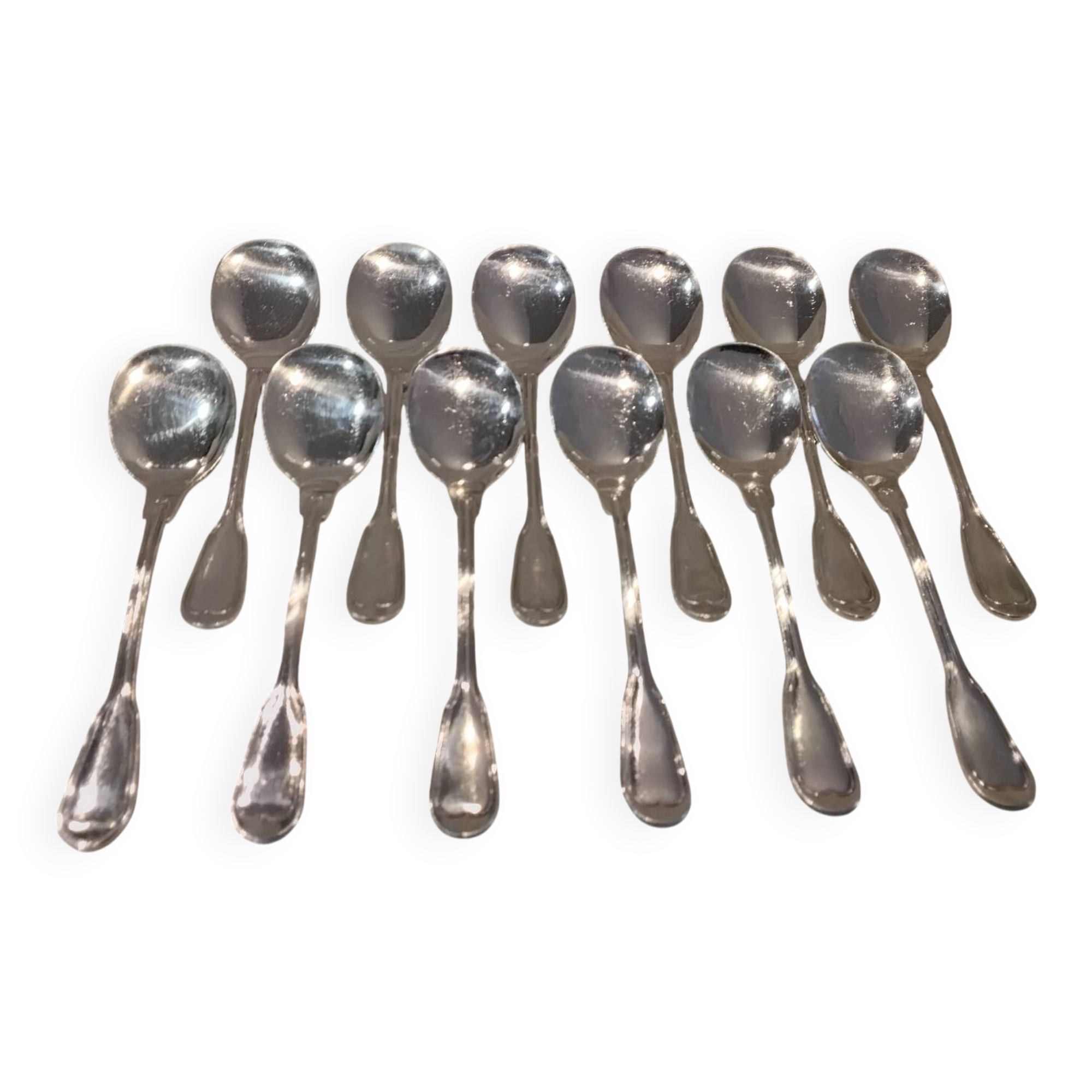 12 silver-plated metal ice scoops by silversmith Ravinet Denfert with nets