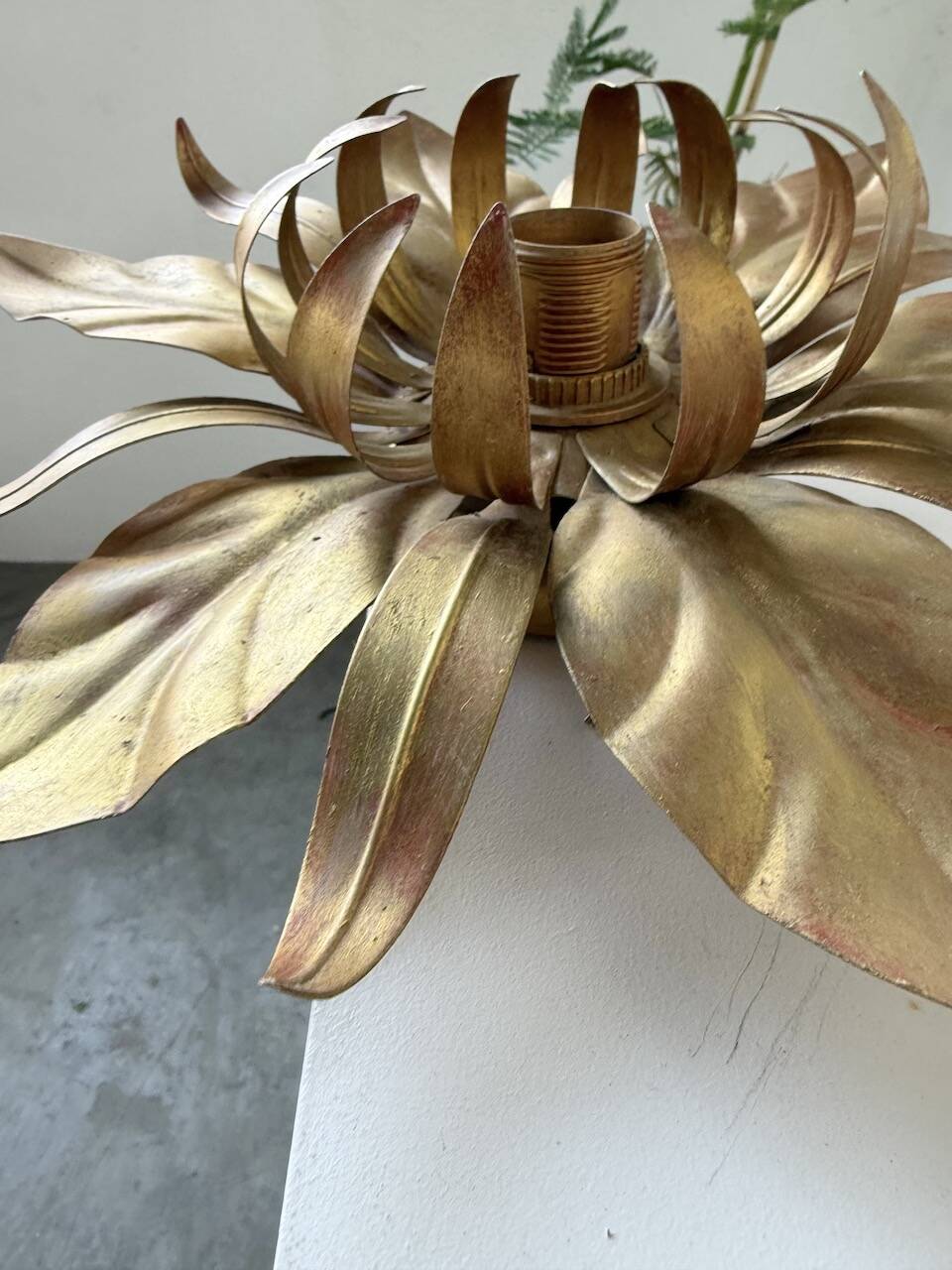 Pair of gold metal flower wall lights