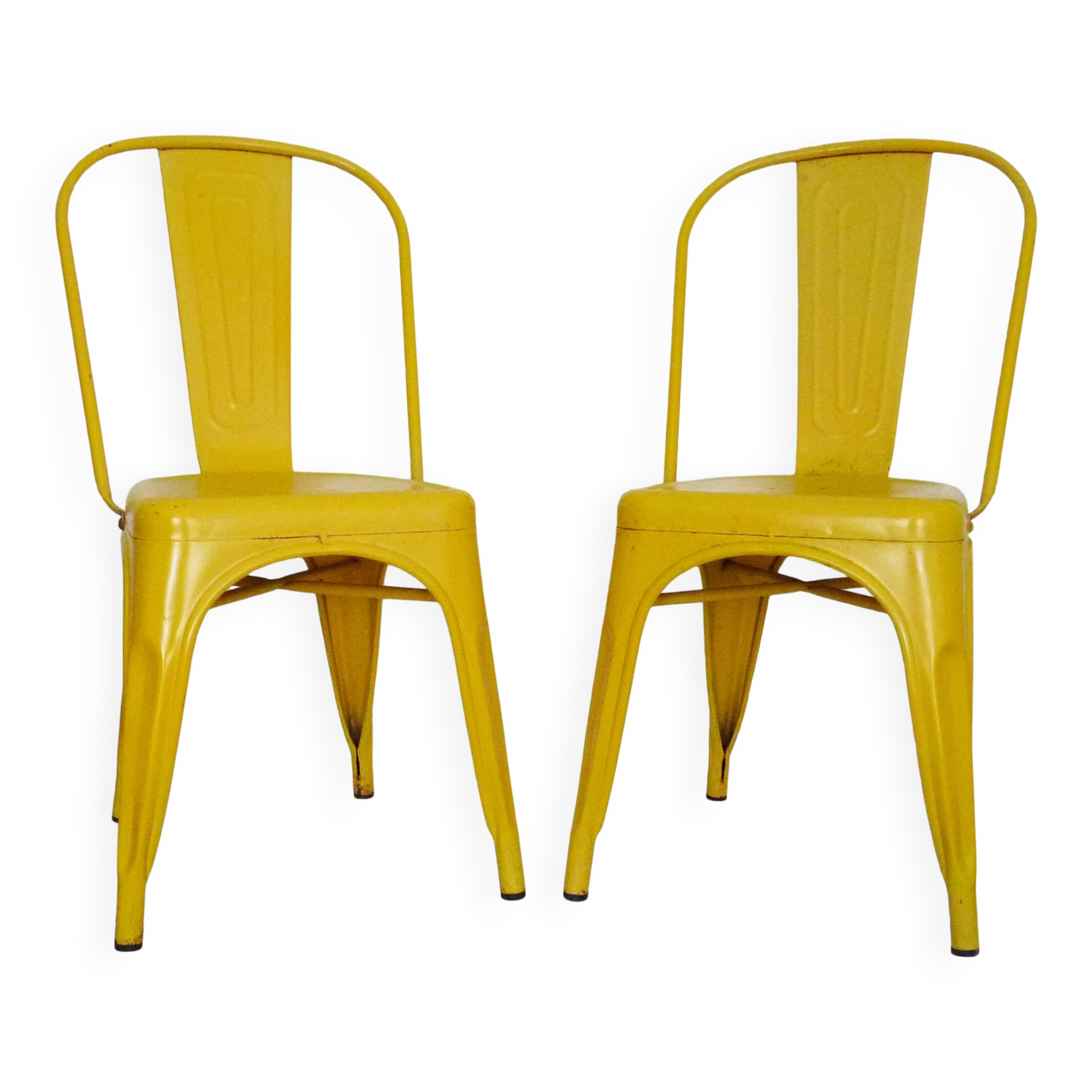 Paire de Chaises A Tolix en métal jaune Xavier Pauchard