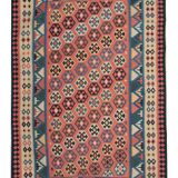 Vintage Kilim Runner Rug in Red, Blue & Terracotta Flatweave 323x218cm