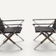 Pair of leather and chrome metal armchairs, Italy - 1970