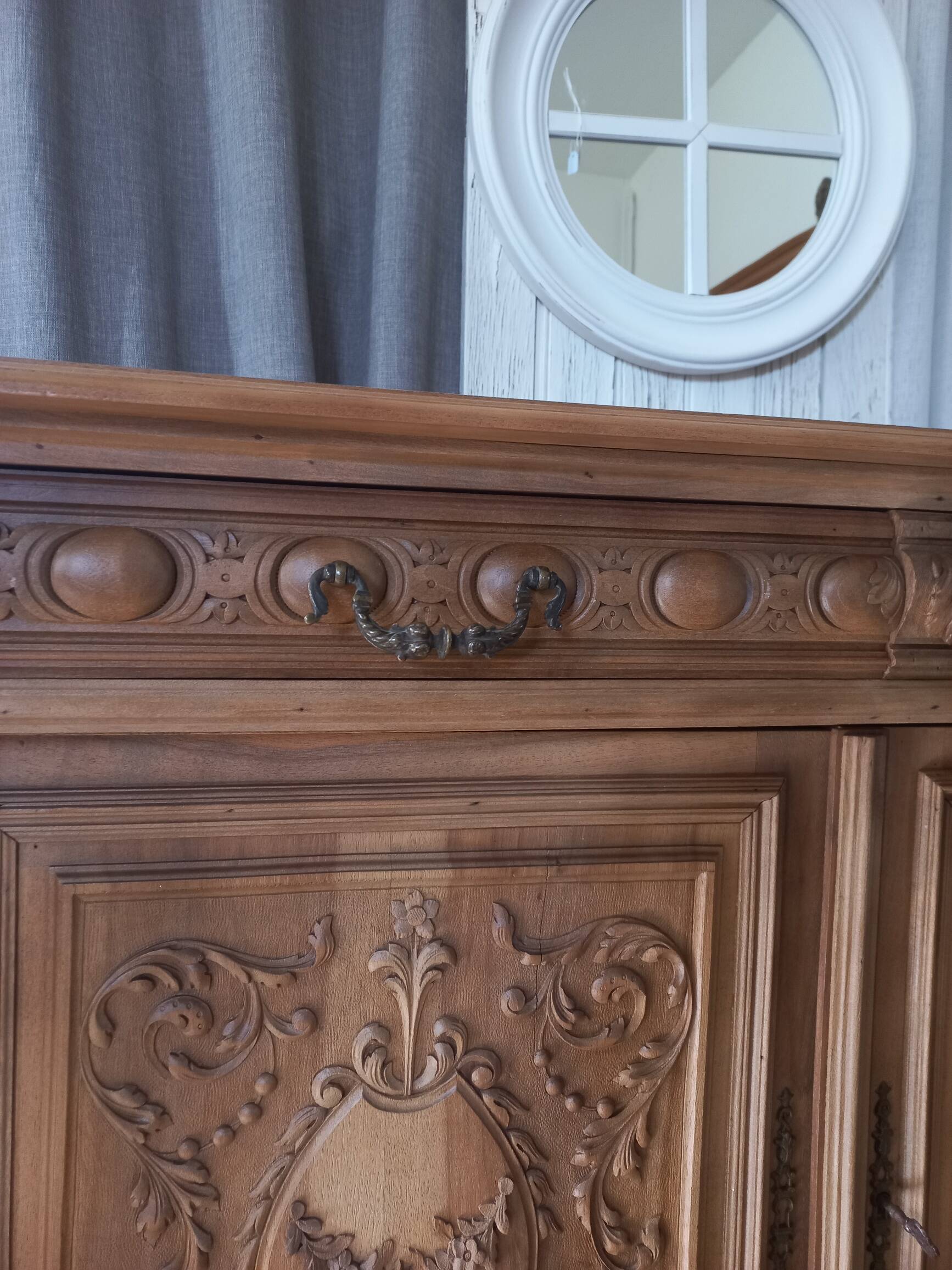 Old sandblasted walnut low sideboard