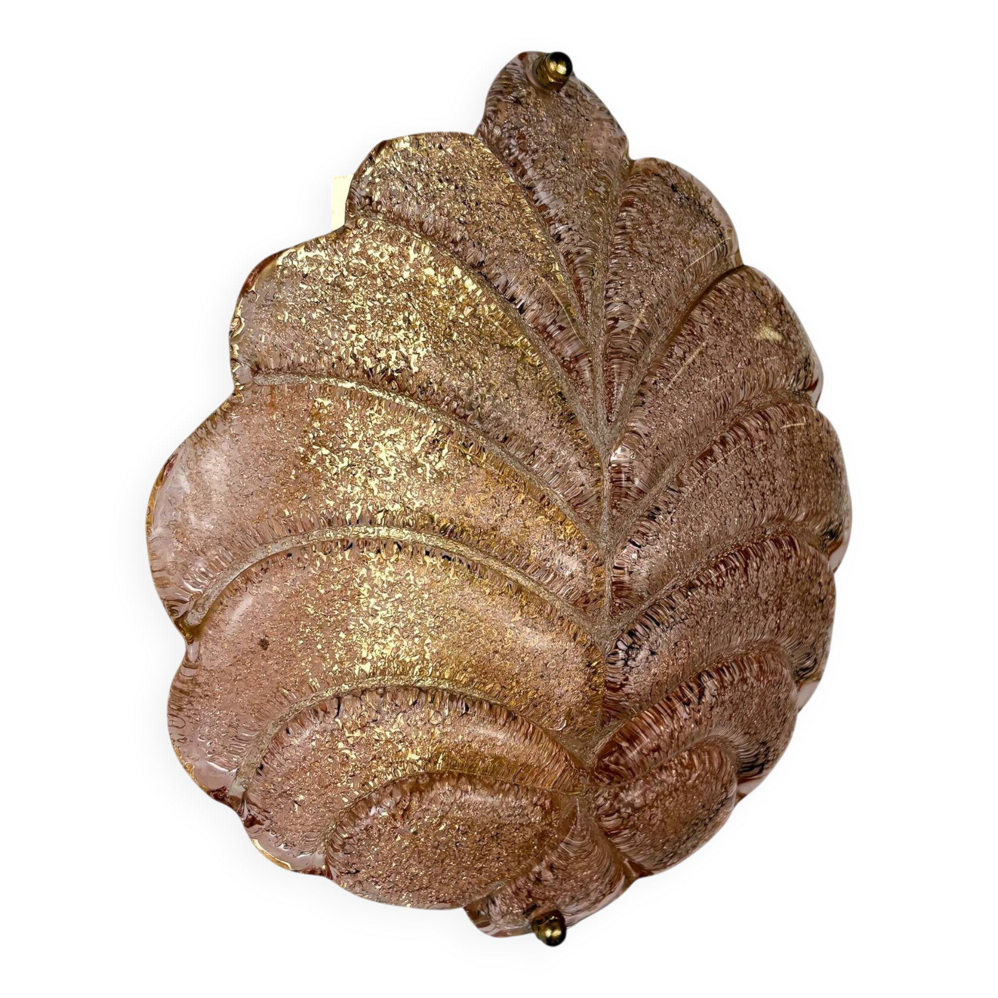 Pink frosted Murano leaf wall sconce, Italy, 1970s