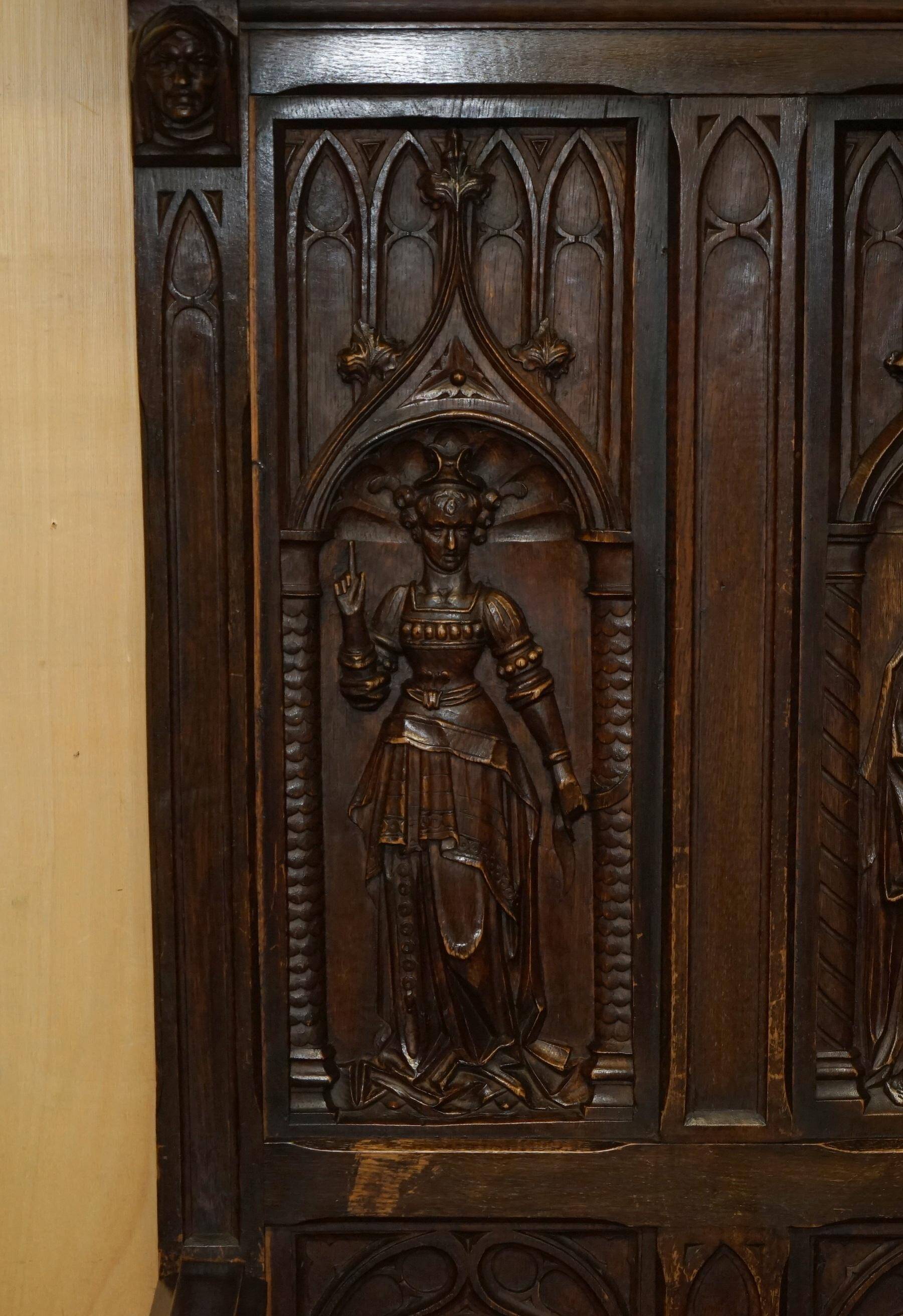 Gothic Jacobean hall chair finely carved from the Victorian era around 1860.