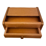 Box from the 40s-50s with a sliding wooden lid and copper.