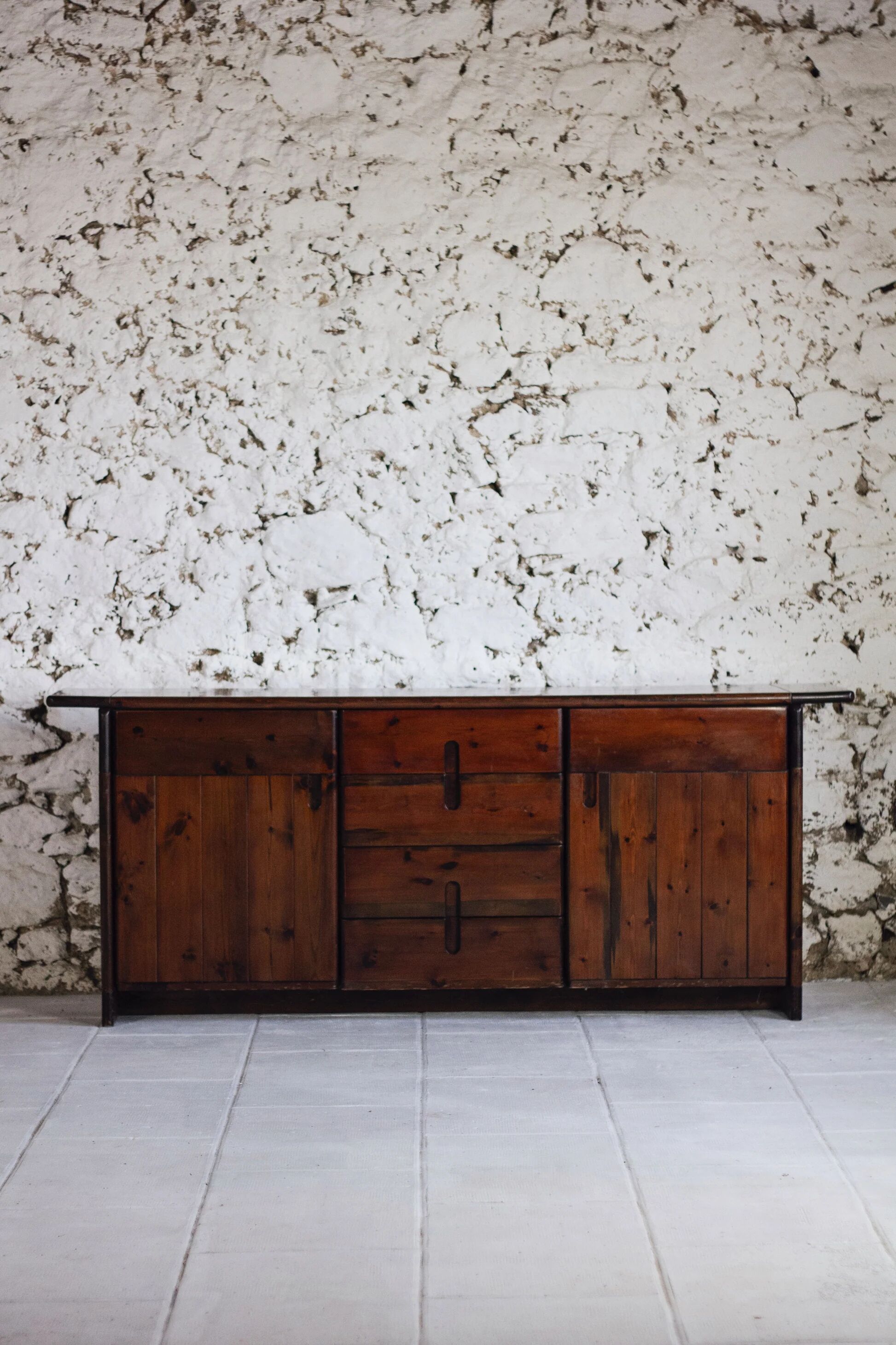 Enfilade by Silvio Coppola in stained solid wood, 1970.