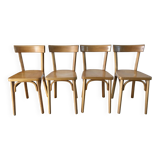 Set of 4 baumann bistro chairs in blond wood / honey stamped 40-50 years