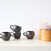Set of 4 cups of sandstone, handmade pottery, vintage, 1980