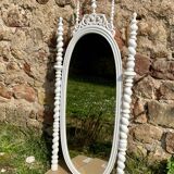 Late 19th century Portuguese wooden mirror, Bilros style - Rare