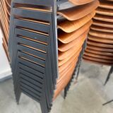 Set of 33 stackable wooden chairs 70s, origin Germany.