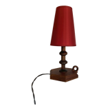 Wood lamp and lampshade, vintage switch
