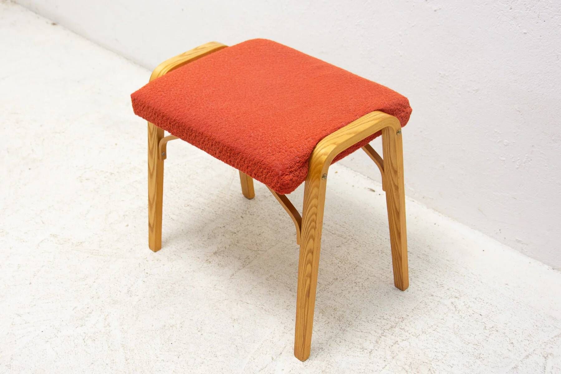 Mid-century bentwood stool by Dřevopodnik Holešov, wooden seating, 1970s
