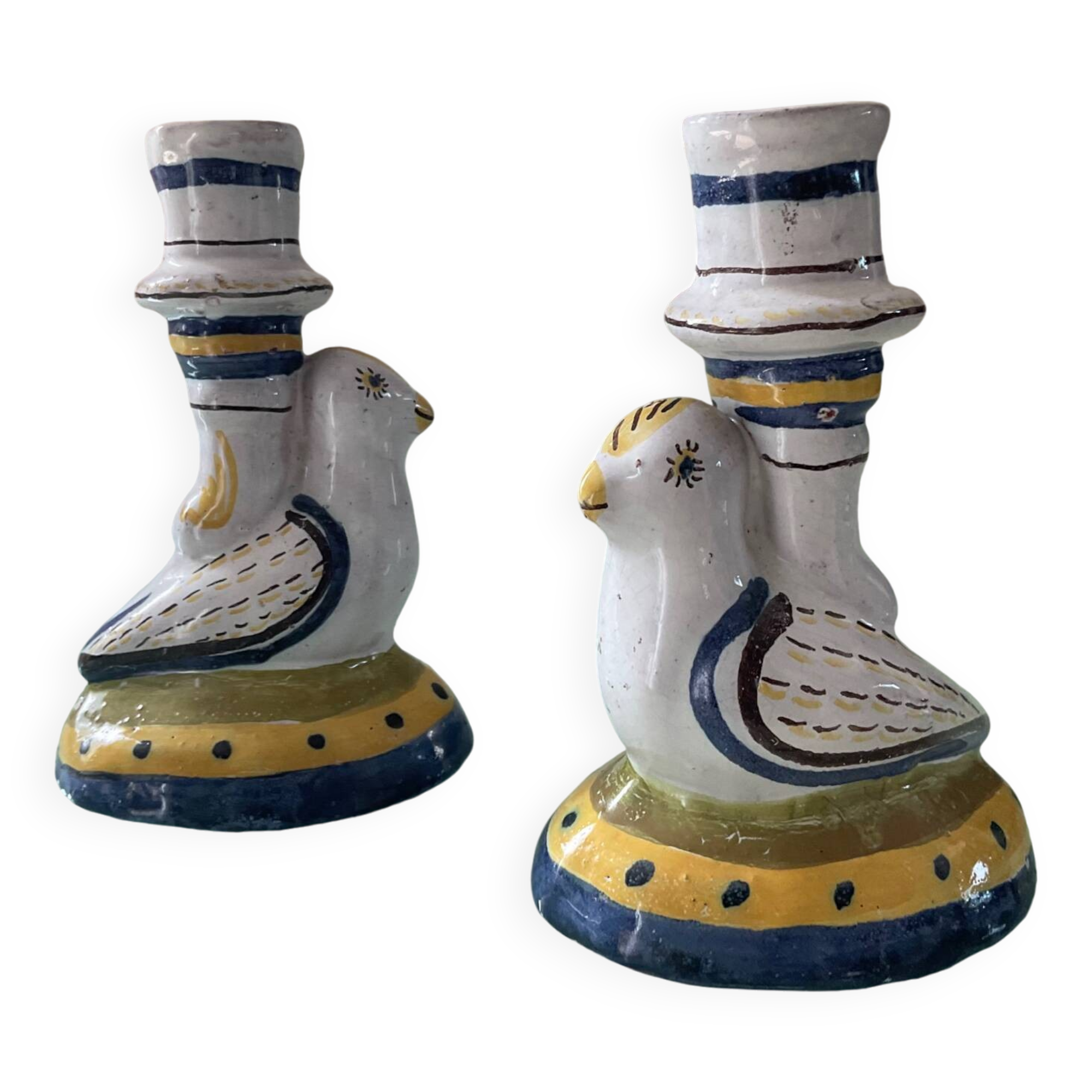 Pair of vintage ceramic bird candlesticks