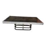 Chrome steel and smoked glass coffee table