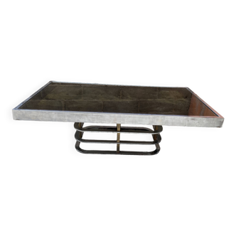 Chrome steel and smoked glass coffee table