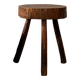 brutalist solid wood tripod stool, France circa 1960