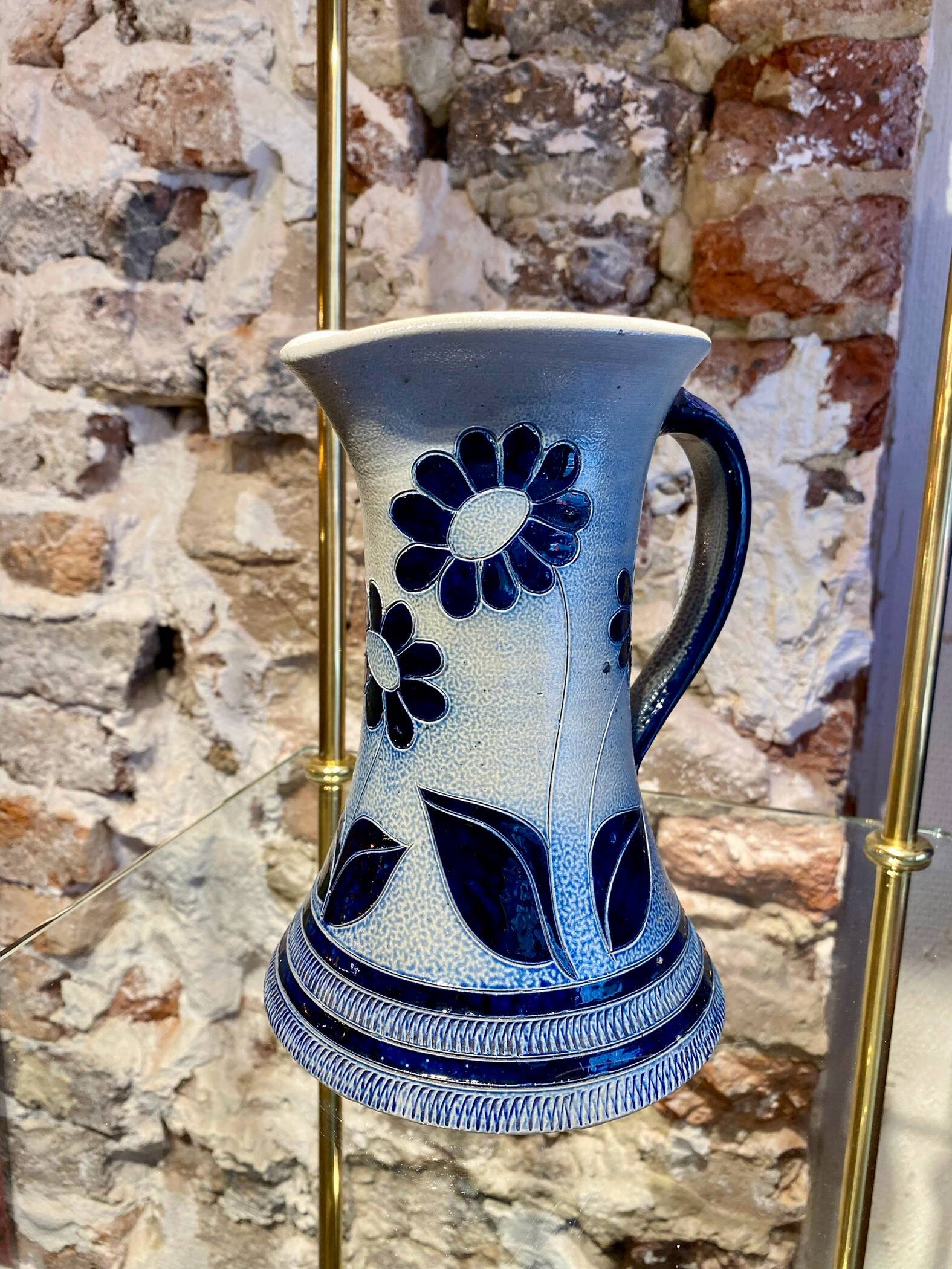 Vintage stoneware pitcher signed La Roche