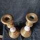xix eme / pair brass porcelain candle holders