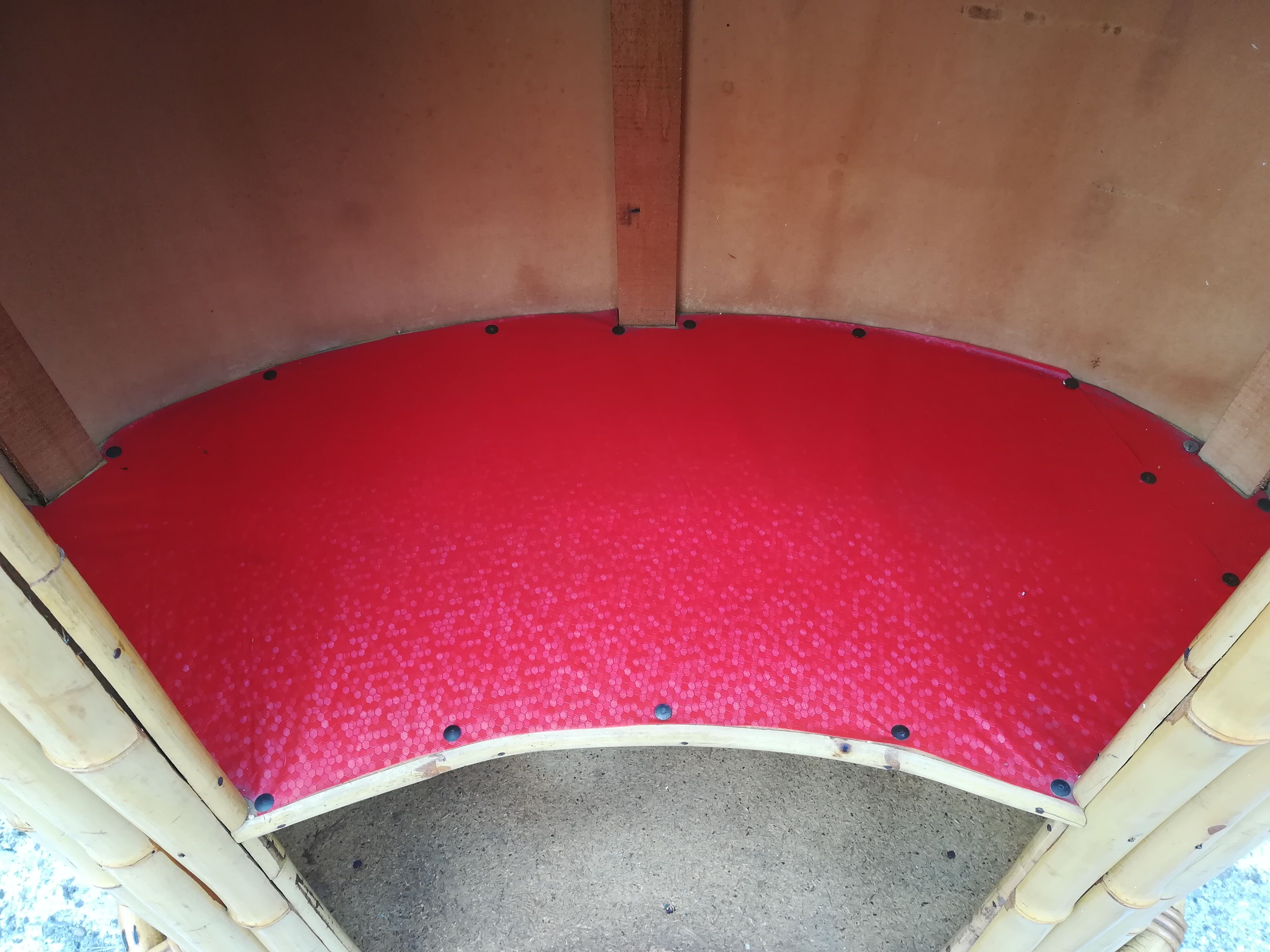 Bamboo tiki bar and two stools