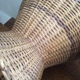 Set of two stools, poufs, braided natural fibers