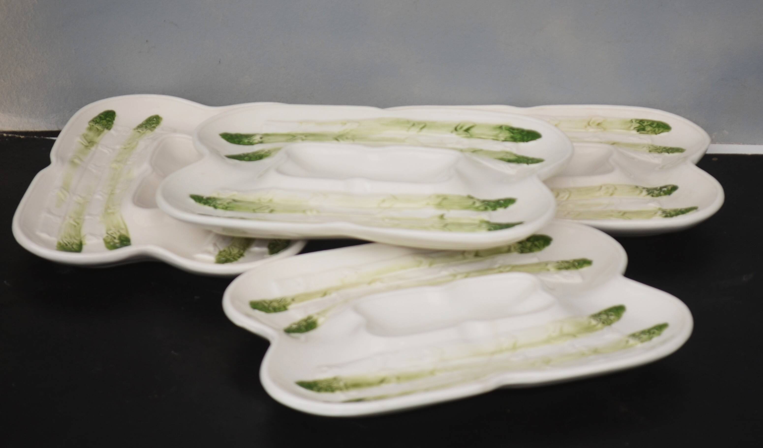 Lot of 4 Dish Minton Faience circa 1900 Asparagus Majolica