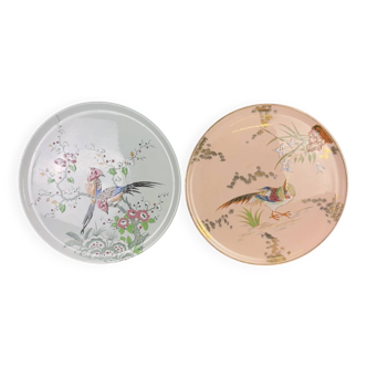 Longwy: large earthenware and enamel pie dishes in Japanese style