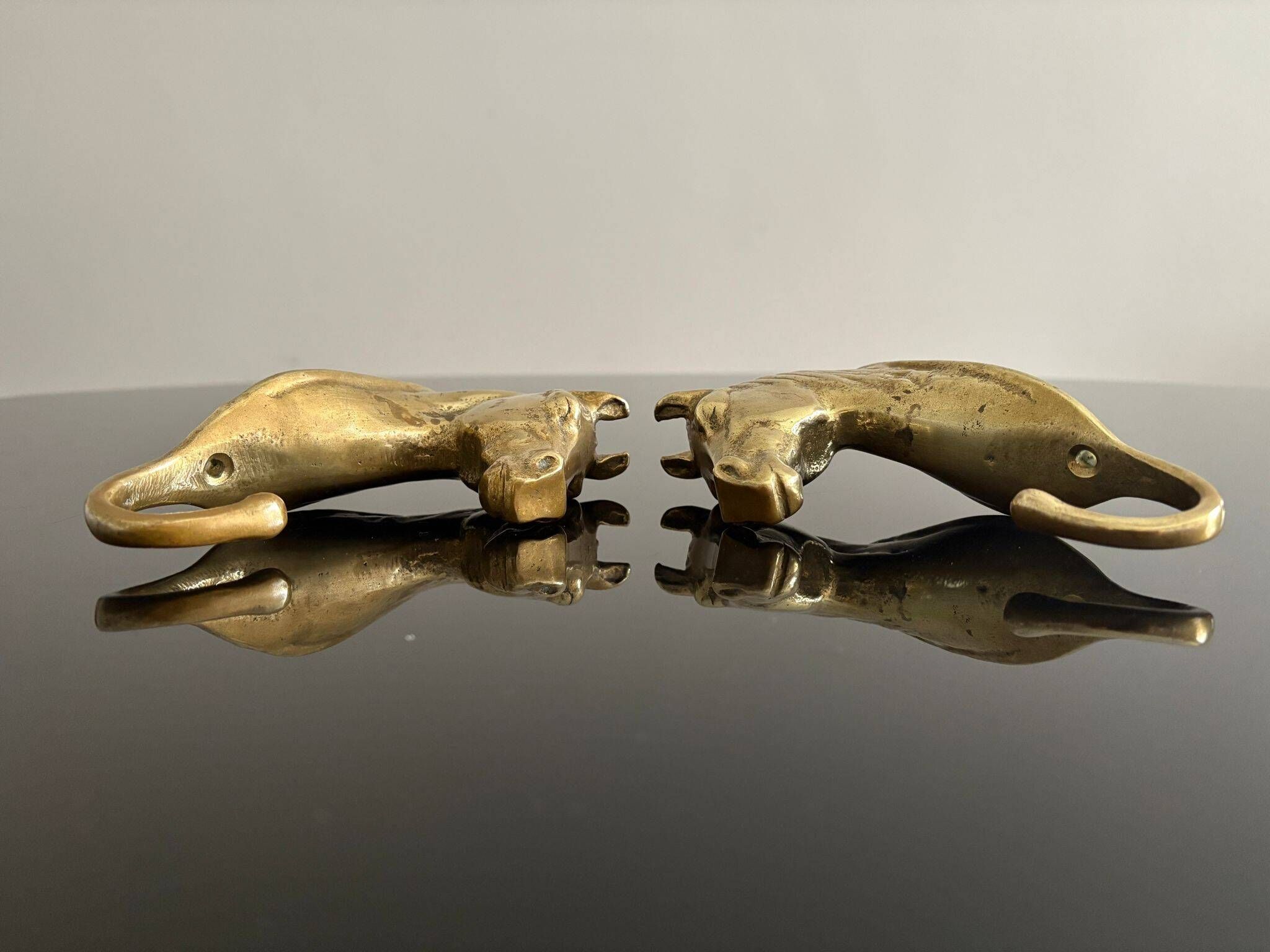 Pair of bronze coat hooks - Italy, 1950s