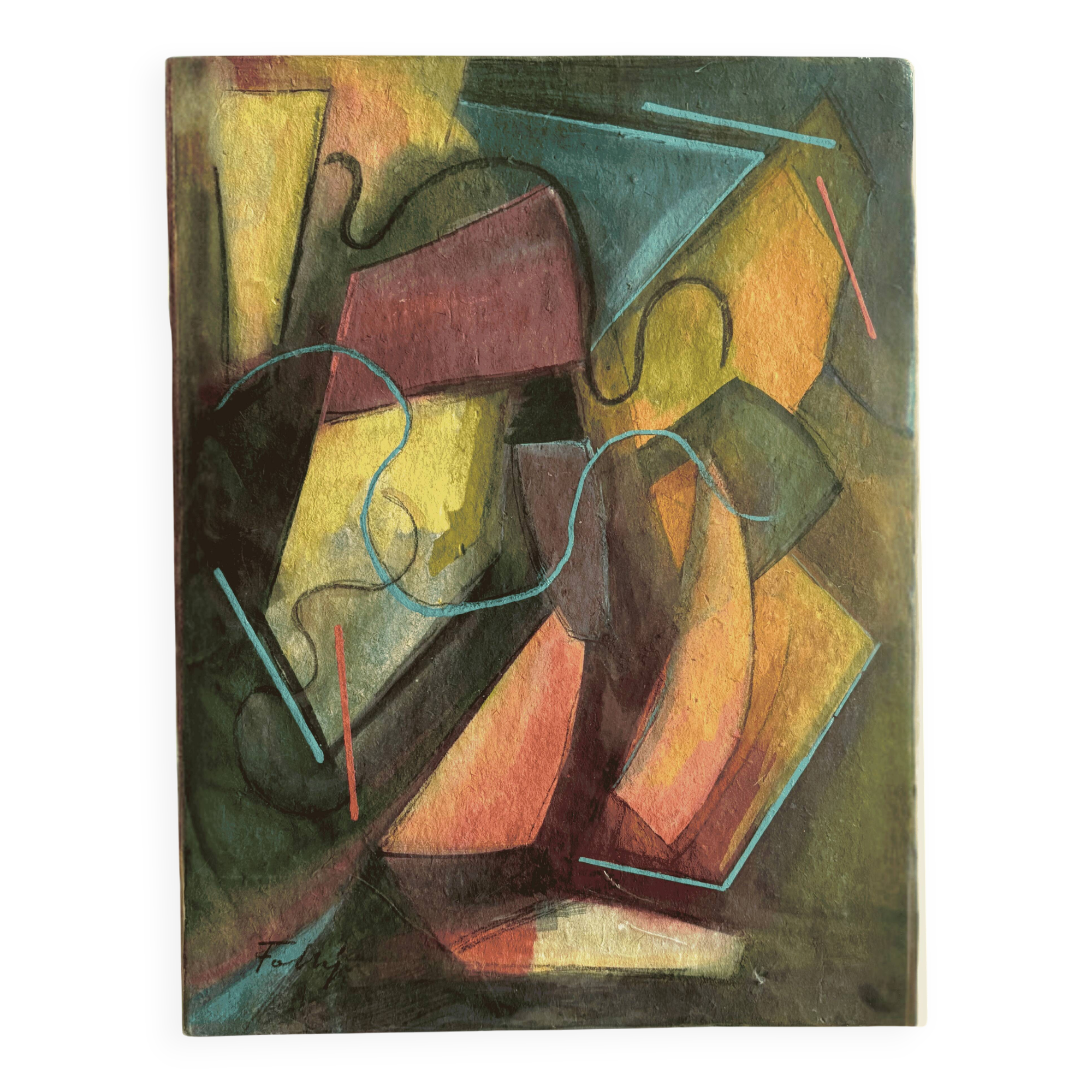 Foltyn frantisek. (1891-1976). abstract composition. modern gouache