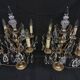 Pair of large electrified girandole candlesticks with crystal tassels