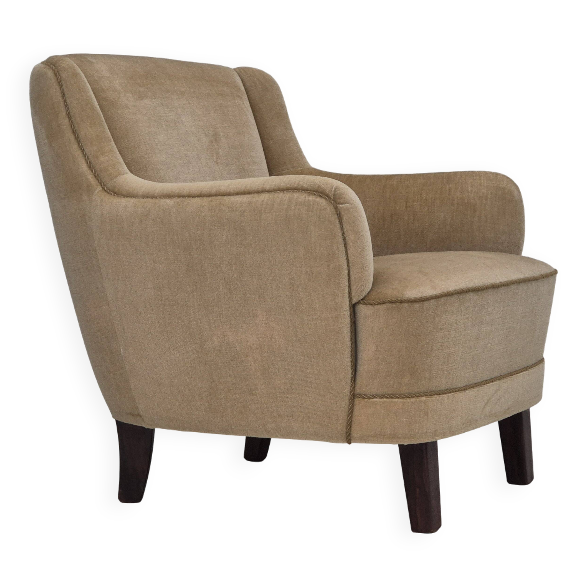 1970s, Danish lounge chair, original condition, furniture velour.