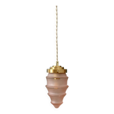 Suspension globe vintage en verre rose dépoli