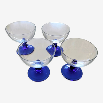4 blue stemmed glasses advertising cup brand total
