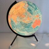 Vintage globe 1975 terrestrial tripod glass Taride world map - 28 cm
