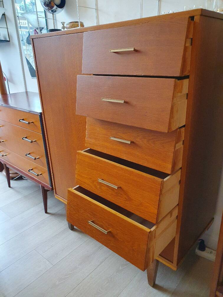 Meuble rangement, bois blond, 1960
