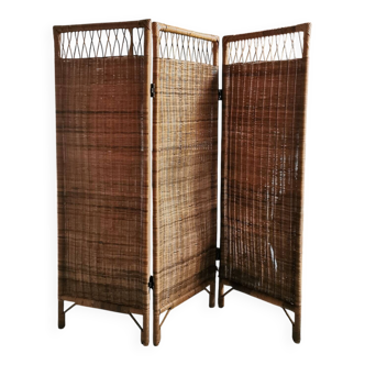 Vintage rattan and wicker room divider