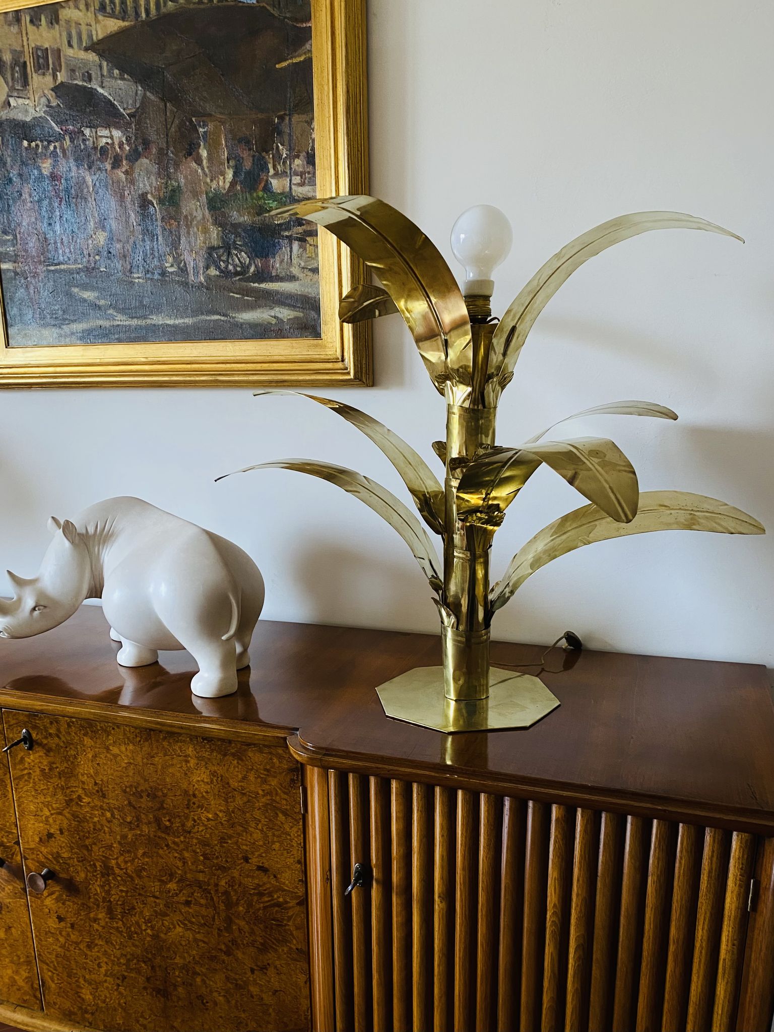 Palm tree brass floor/table lamp, Bottega Gadda Italy, 1960