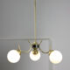 Italian Mid-century Brass and Opaline Glass Chandelier