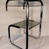 Vintage side table in chrome and smoked glass