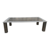 Coffee table vintage chrome glass circa 1970