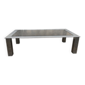 Coffee table vintage chrome glass circa 1970
