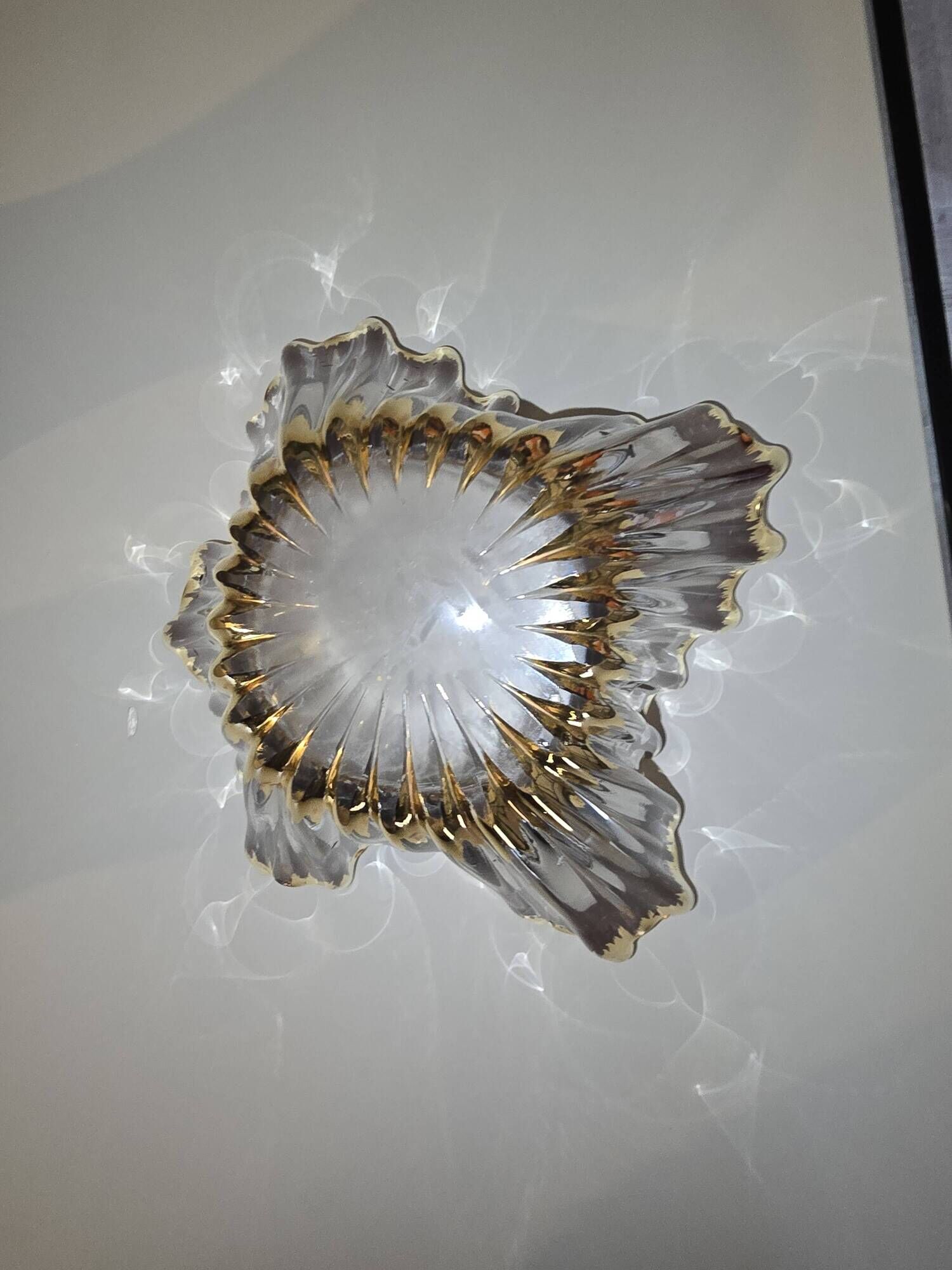 Free-form crystal bowl with fine gold gilding – Vintage 1950s/1960s