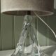 Pair of table lamps - Twisted transparent glass bases from the 1950s - Hemp shades