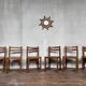 Series of 6 vintage wooden chairs 1960