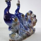Italian ceramic sculpture 2 peacocks, 1960s
