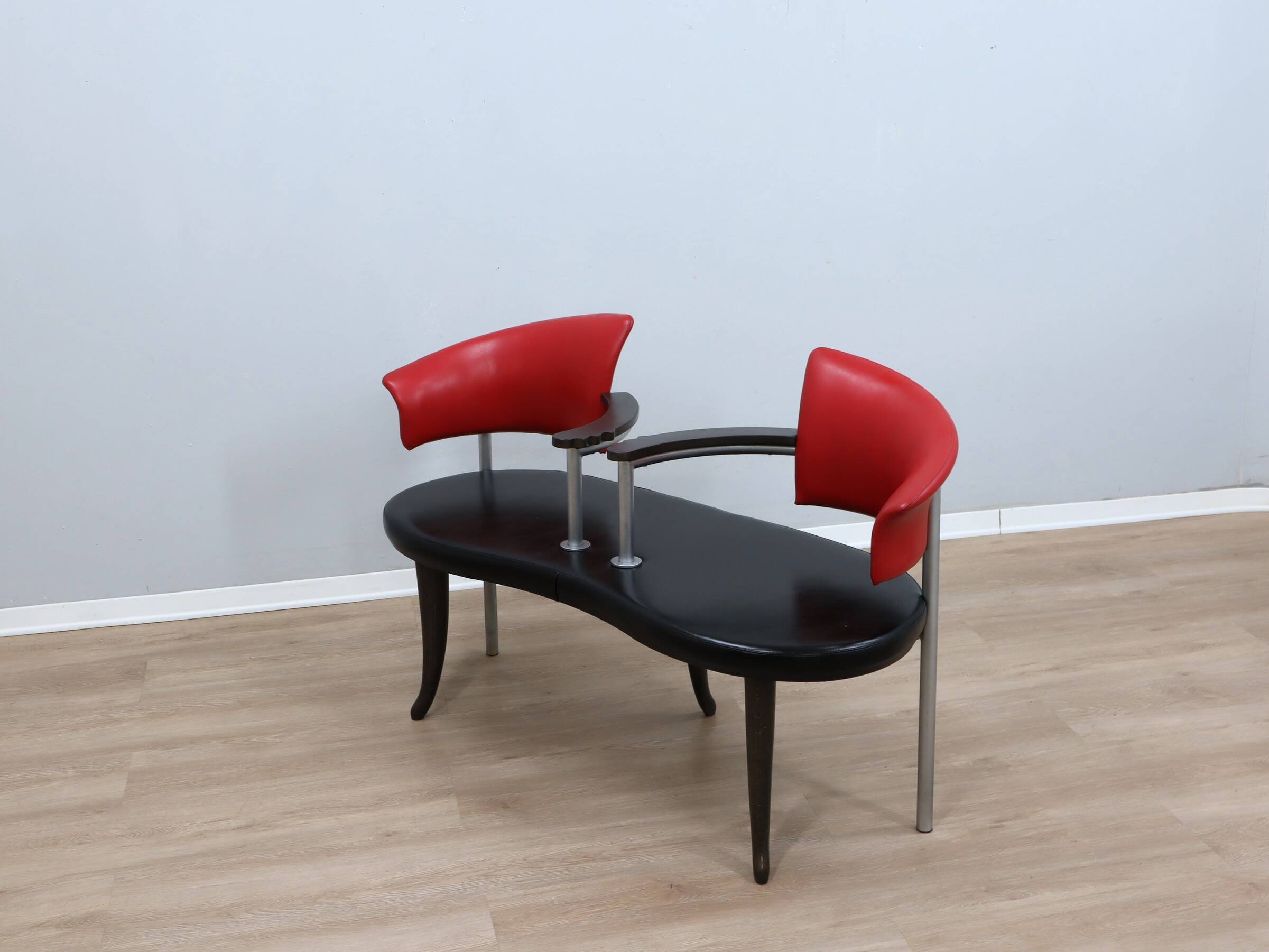 1990s Italian black and red post modern design bench