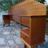 Double teak headof with bedside