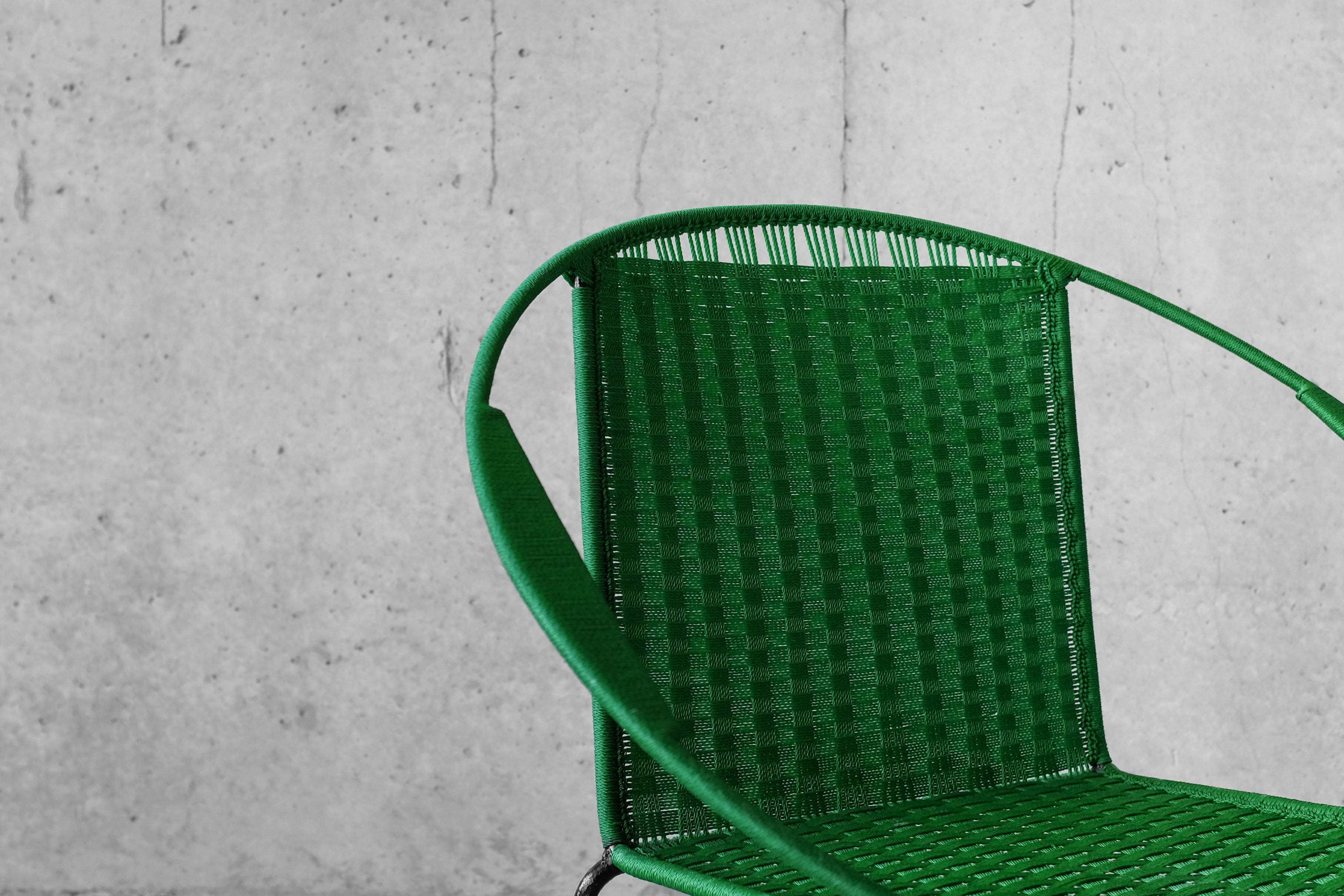 Armchair metal structure and green ropes 1960