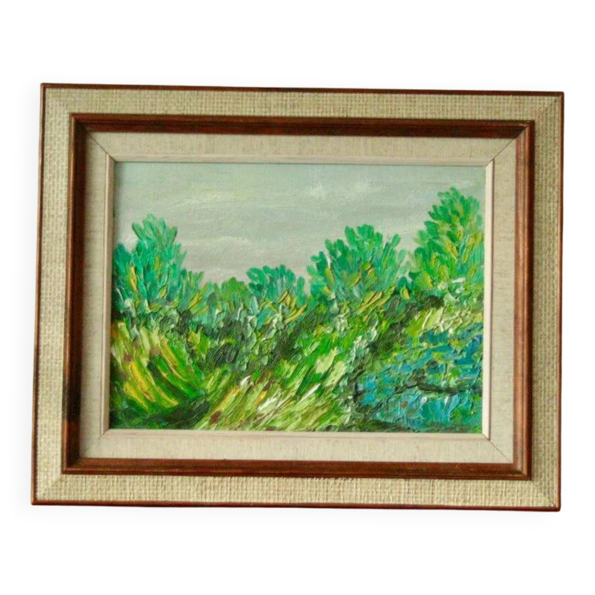 Original mid-century oil on canvas – "Vibrant Landscape"